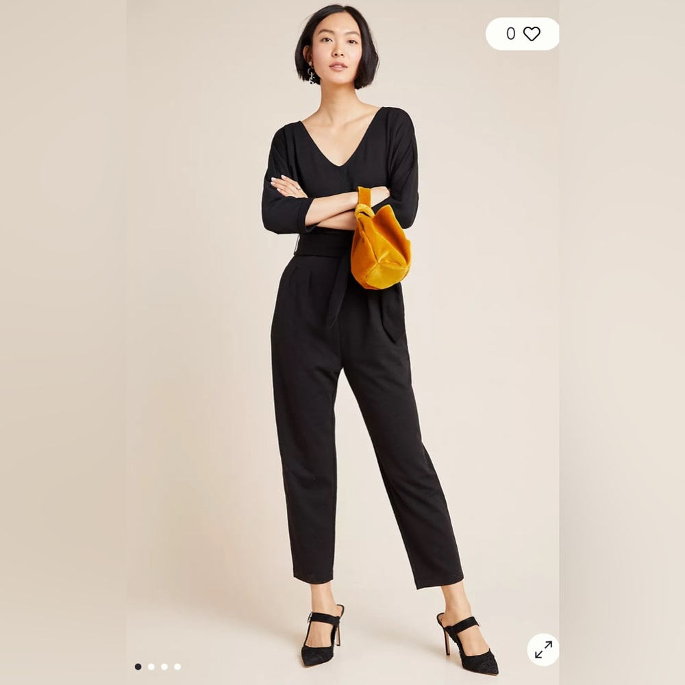 NWT Anthropologie Sutton Pinter plum coloured long sleeve belted jumpsuit